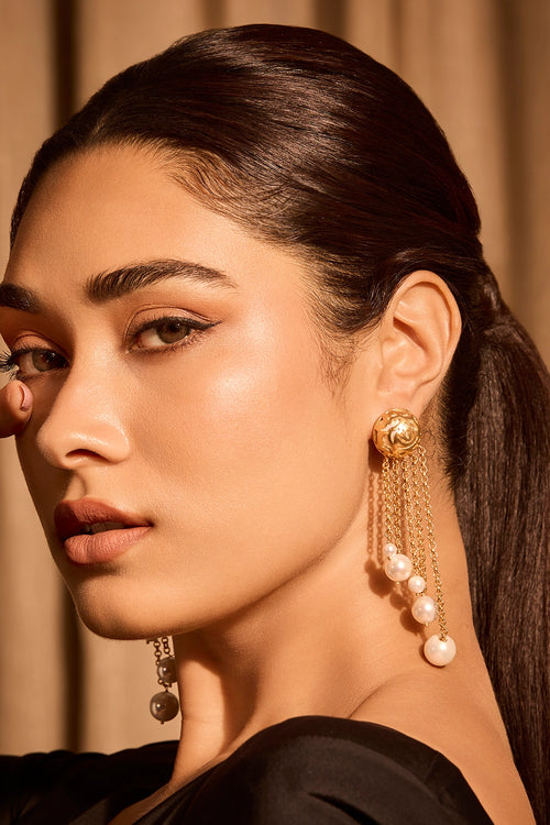 Pearl Rosette Danglers