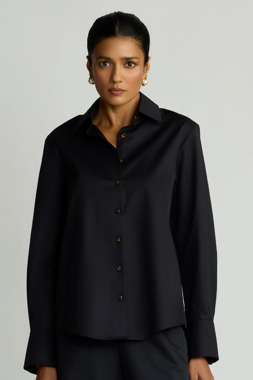Black Egyptian Cotton Oversized Shirt
