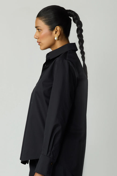 Black Egyptian Cotton Oversized Shirt