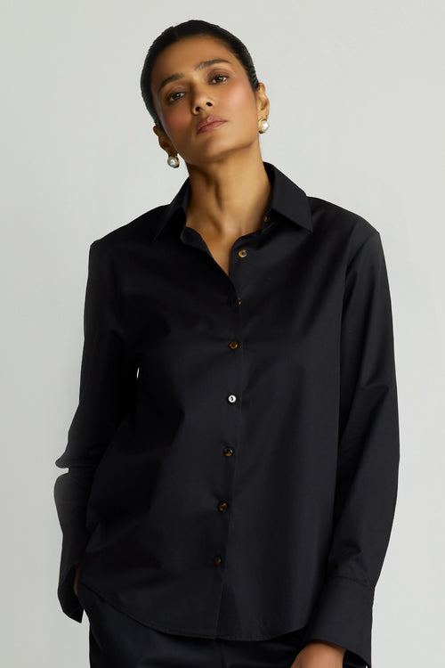 Black Egyptian Cotton Oversized Shirt