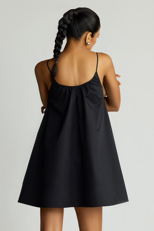 Black Egyptian Cotton Short Trapeze Dress