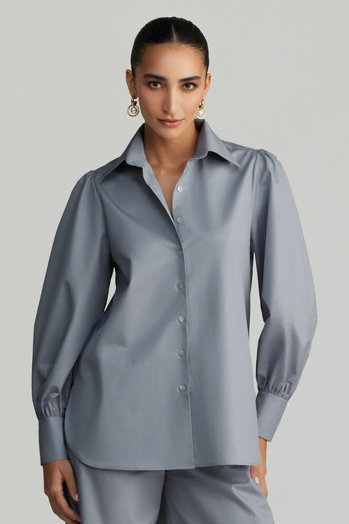 Powder Blue Egyptian Cotton Bishop Sleeved Shirt