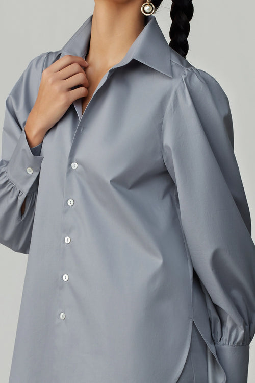 Powder Blue Egyptian Cotton Bishop Sleeved Shirt