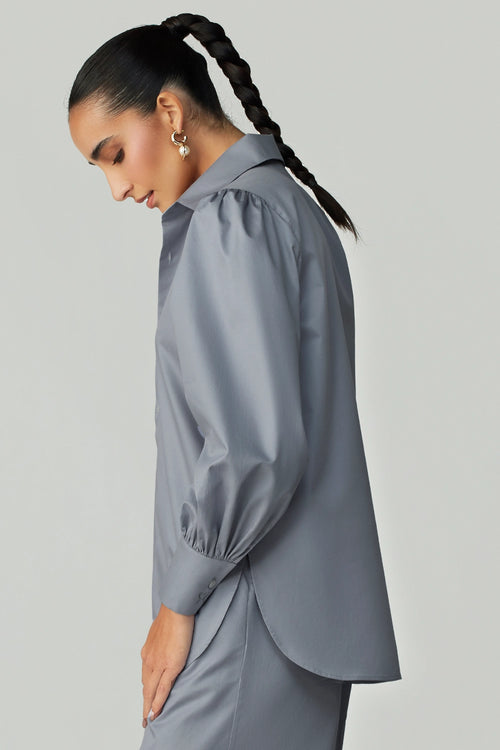 Powder Blue Egyptian Cotton Bishop Sleeved Shirt