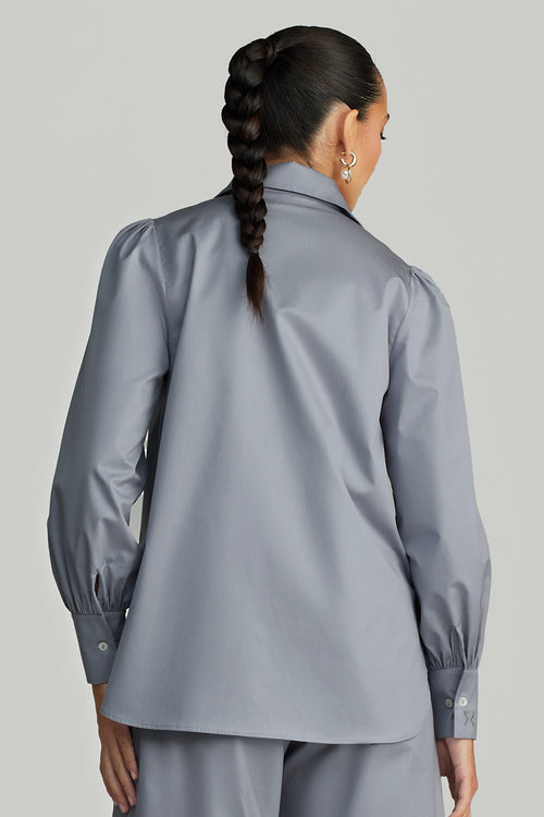 Powder Blue Egyptian Cotton Bishop Sleeved Shirt