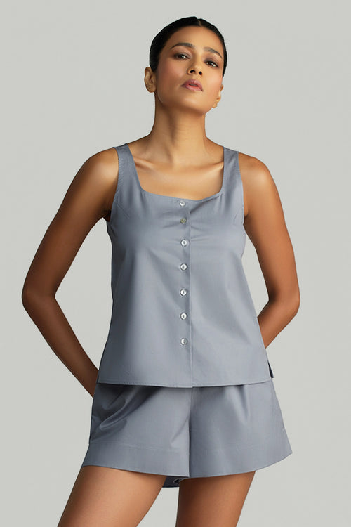 Powder Blue Egyptian Cotton Sleeveless Top