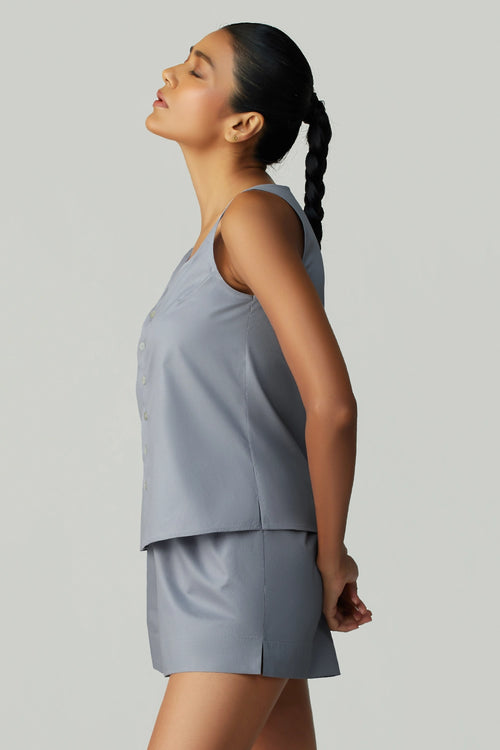 Powder Blue Egyptian Cotton Sleeveless Top