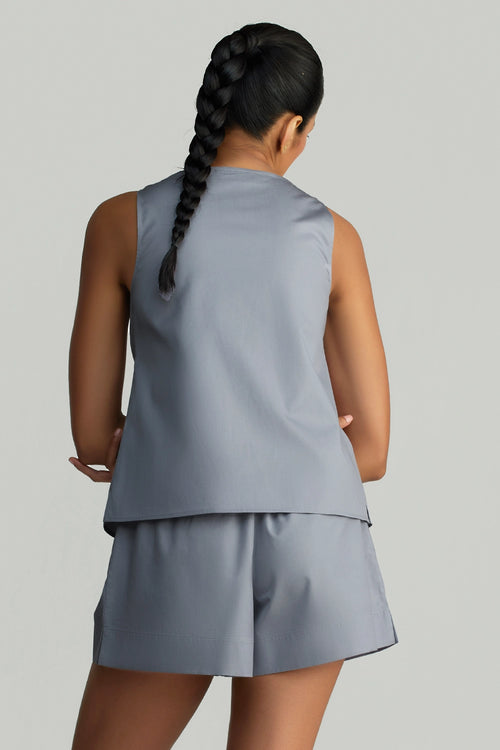 Powder Blue Egyptian Cotton Sleeveless Top
