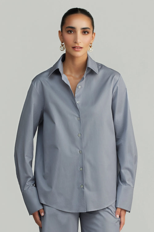 Powder Blue Egyptian Cotton Oversized Shirt