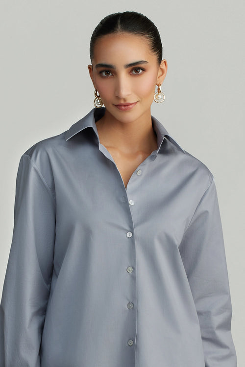 Powder Blue Egyptian Cotton Oversized Shirt