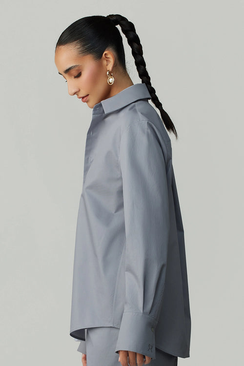 Powder Blue Egyptian Cotton Oversized Shirt