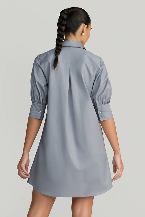 Powder Blue Egyptian Cotton Short Shirt Dress