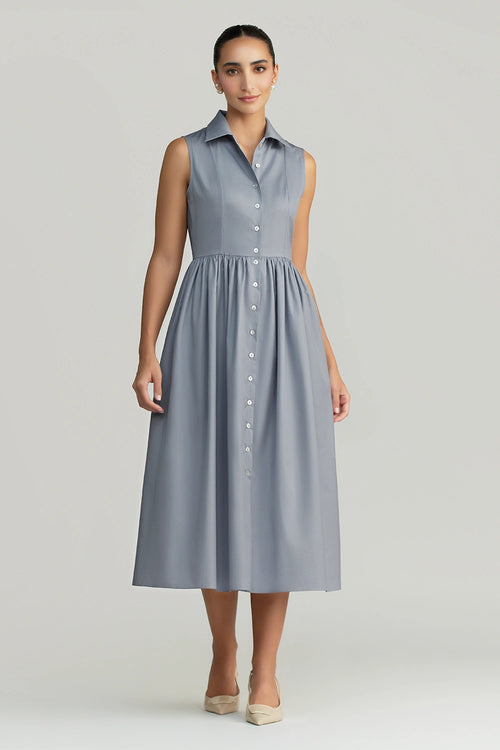 Powder Blue Egyptian Cotton Long Tennis Dress