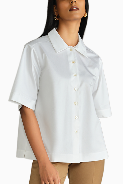 White Egyptian Cotton Bowling Shirt