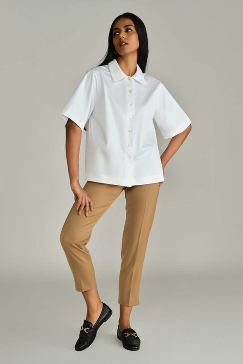 White Egyptian Cotton Bowling Shirt