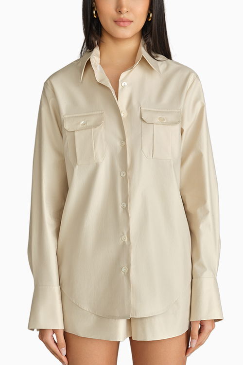 Fawn Egyptian Cotton Oversized Long-Sleeved Shirt