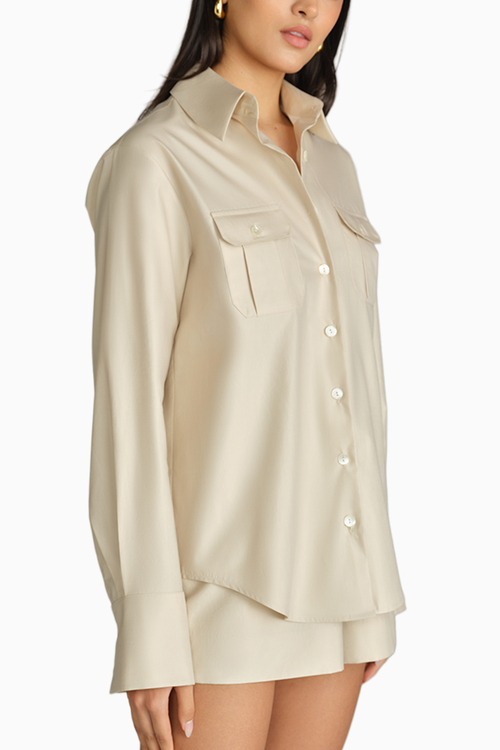 Fawn Egyptian Cotton Oversized Long-Sleeved Shirt