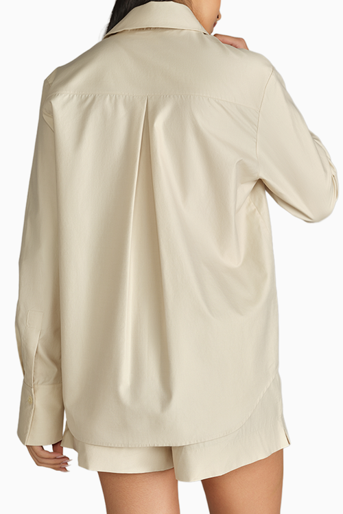 Fawn Egyptian Cotton Oversized Long-Sleeved Shirt