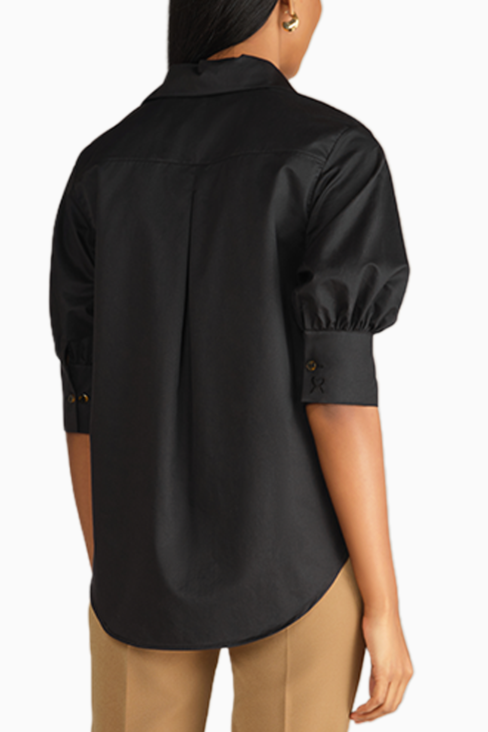 Black Egyptian Cotton Short-Sleeved Shirt