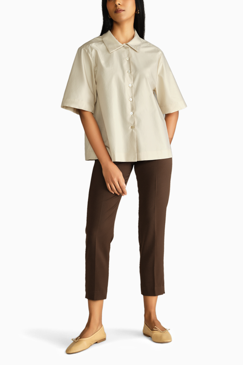 Fawn Egyptian Cotton Bowling Shirt