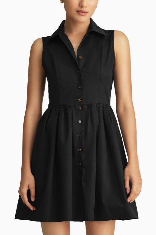 Black Egyptian Cotton Short Tennis Dress