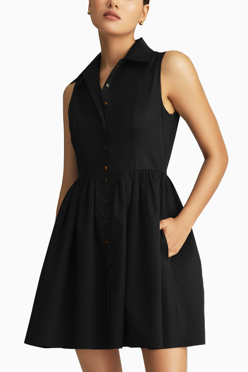 Black Egyptian Cotton Short Tennis Dress