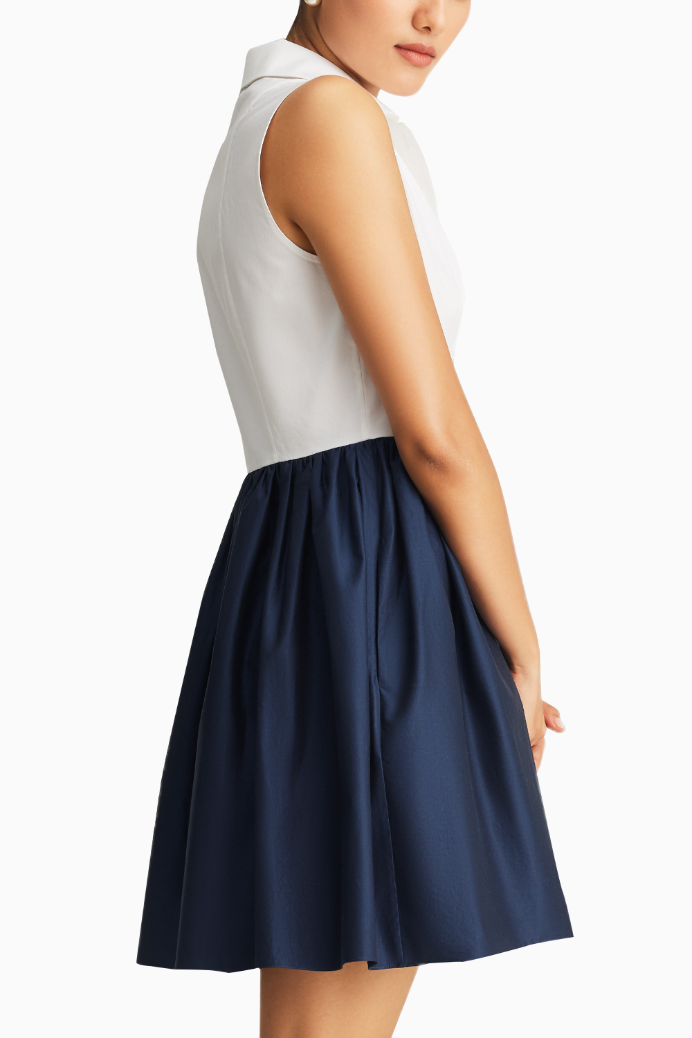 White and Navy Egyptian Cotton Short Tennis Dress