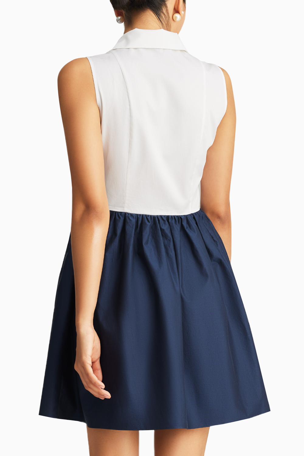 White and Navy Egyptian Cotton Short Tennis Dress