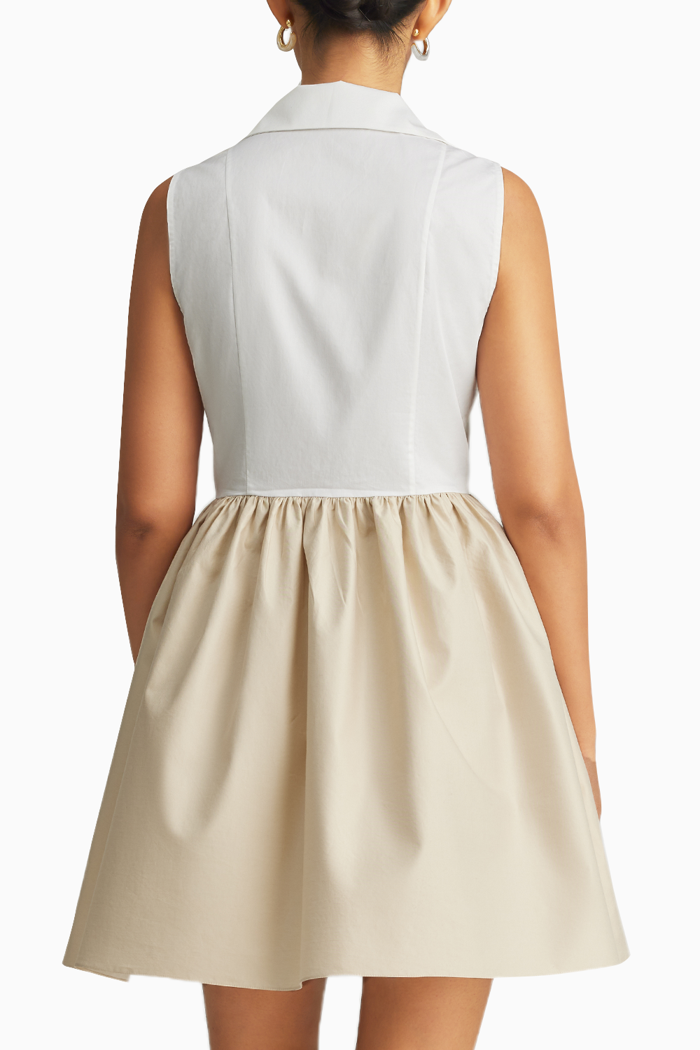 White and Fawn Egyptian Cotton Short Tennis Dress