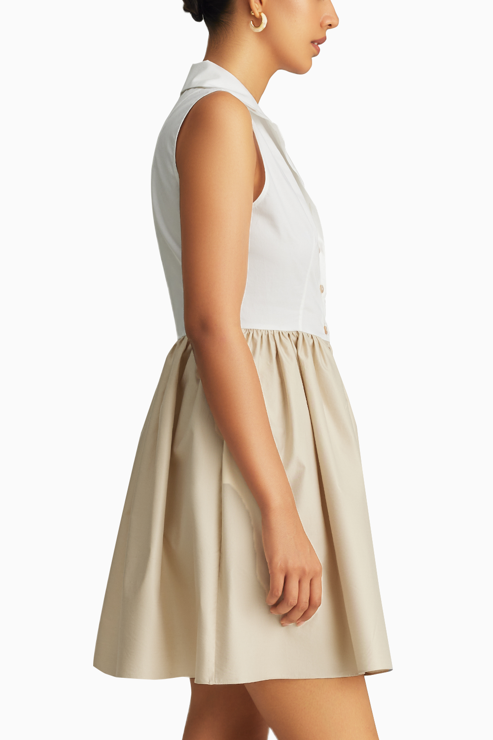 White and Fawn Egyptian Cotton Short Tennis Dress