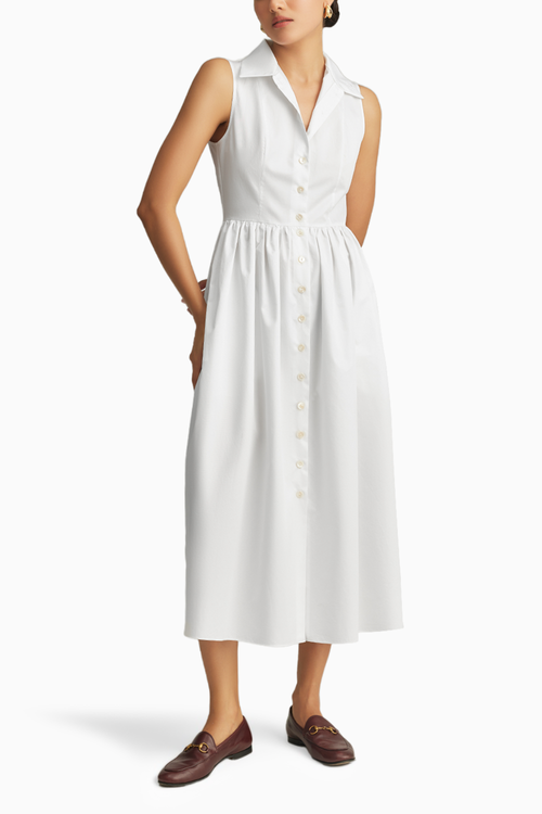 White Egyptian Cotton Long Tennis Dress