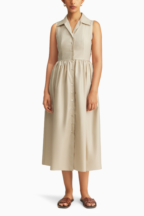 Fawn Egyptian Cotton Long Tennis Dress