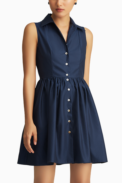 Navy Blue Egyptian Cotton Short Tennis Dress