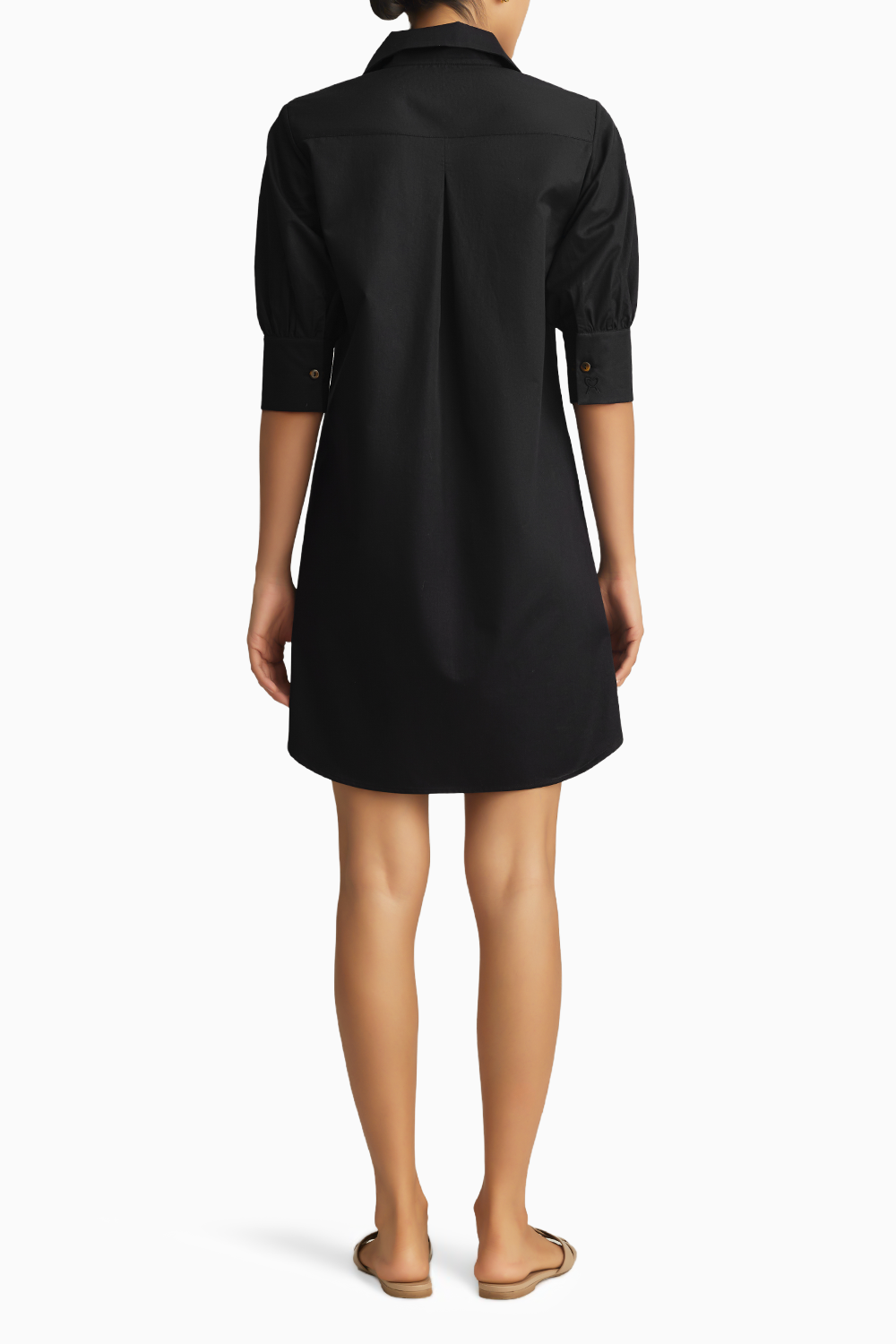 Black Egyptian Cotton Short Shirt Dress