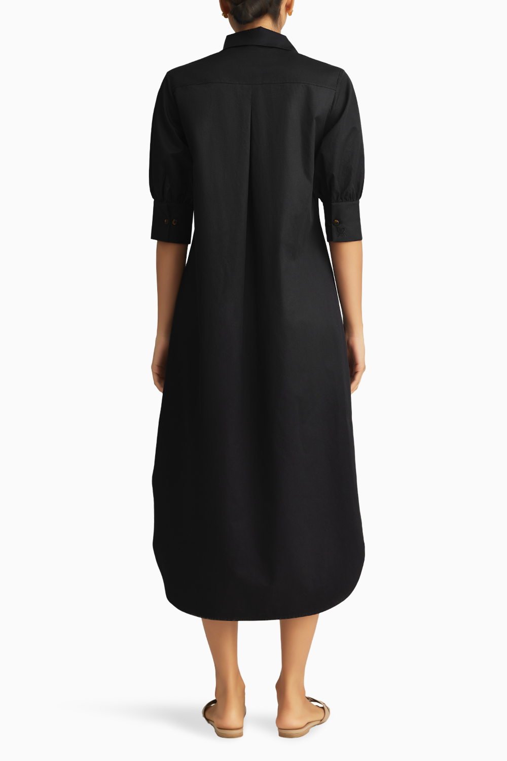 Black Egyptian Cotton Long Shirt Dress