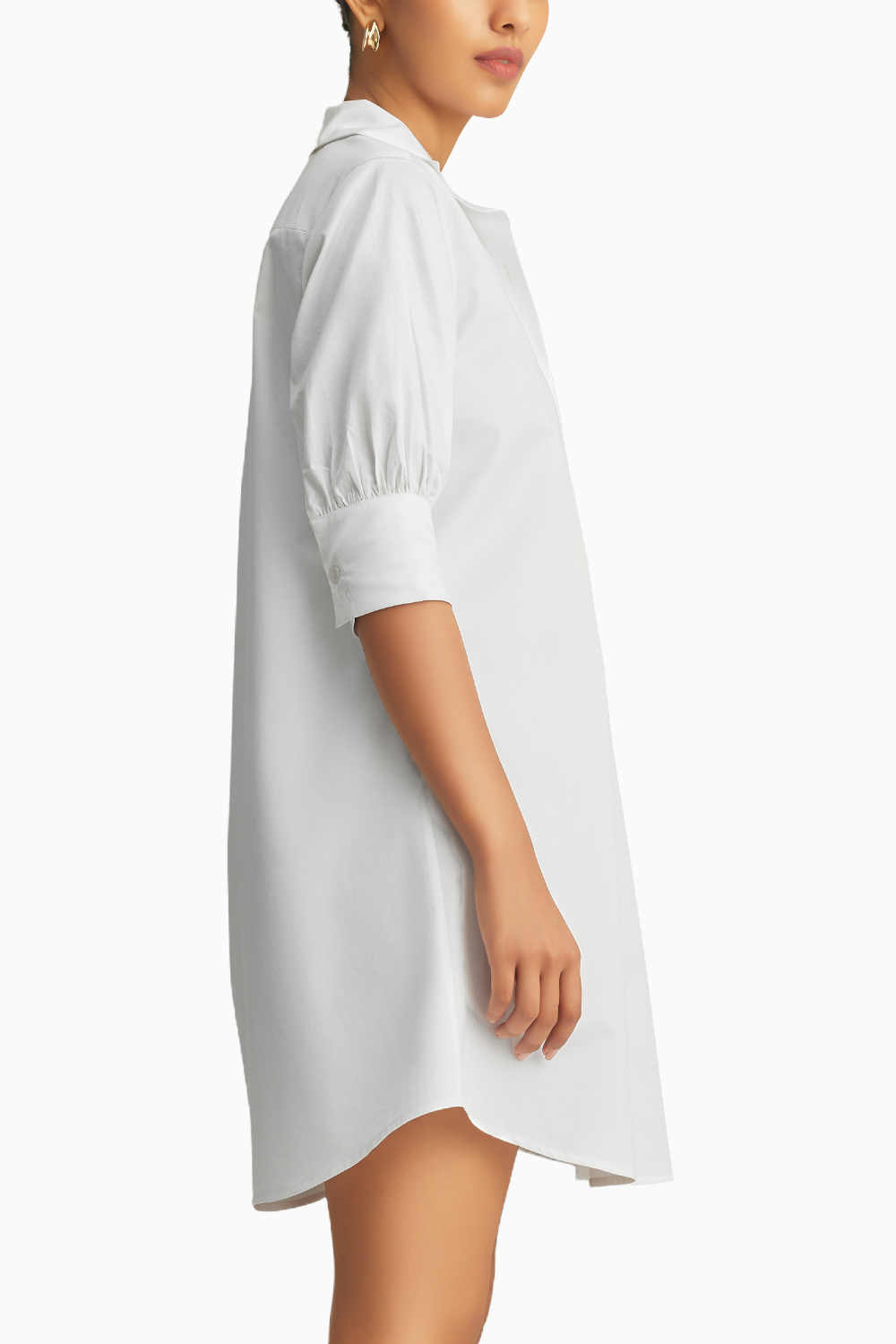 White Egyptian Cotton Short Shirt Dress