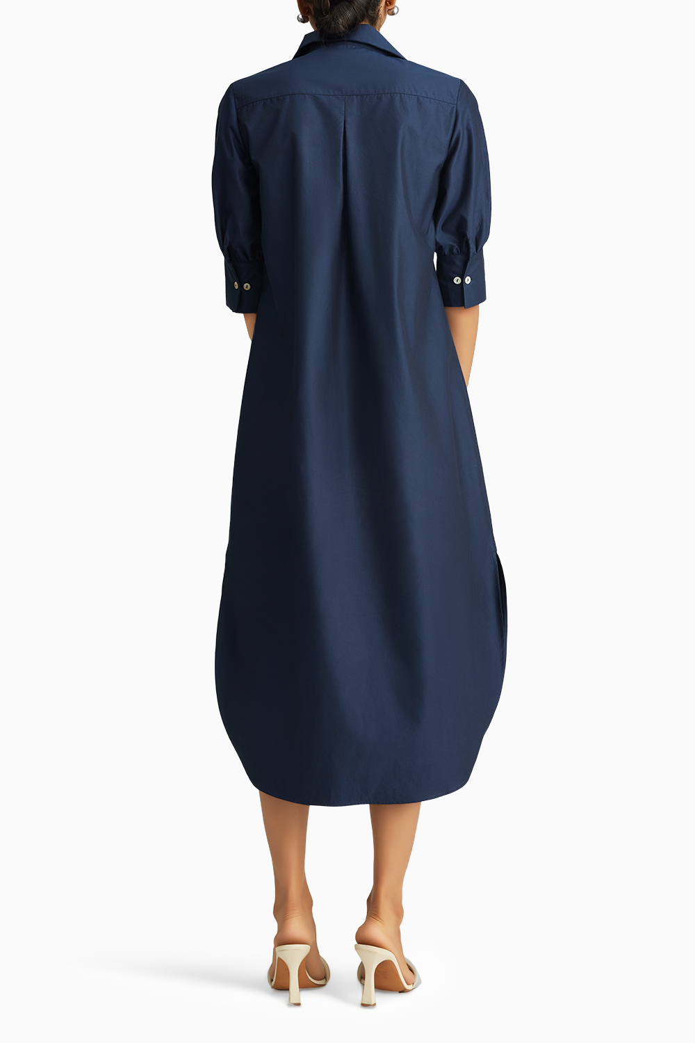 Navy Blue Egyptian Cotton Long Shirt Dress