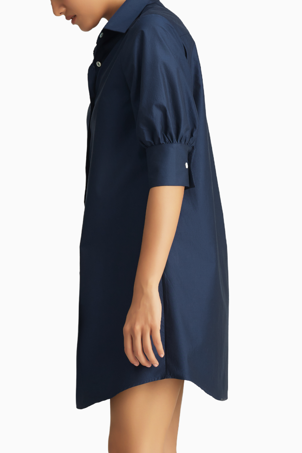 Navy Blue Egyptian Cotton Short Shirt Dress