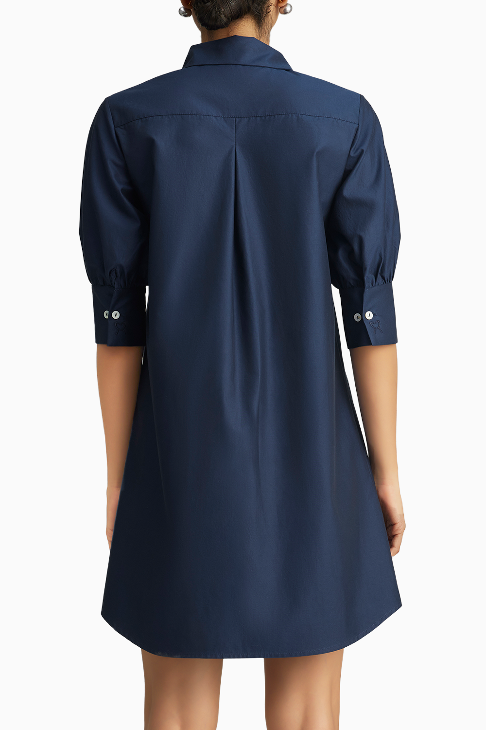 Navy Blue Egyptian Cotton Short Shirt Dress