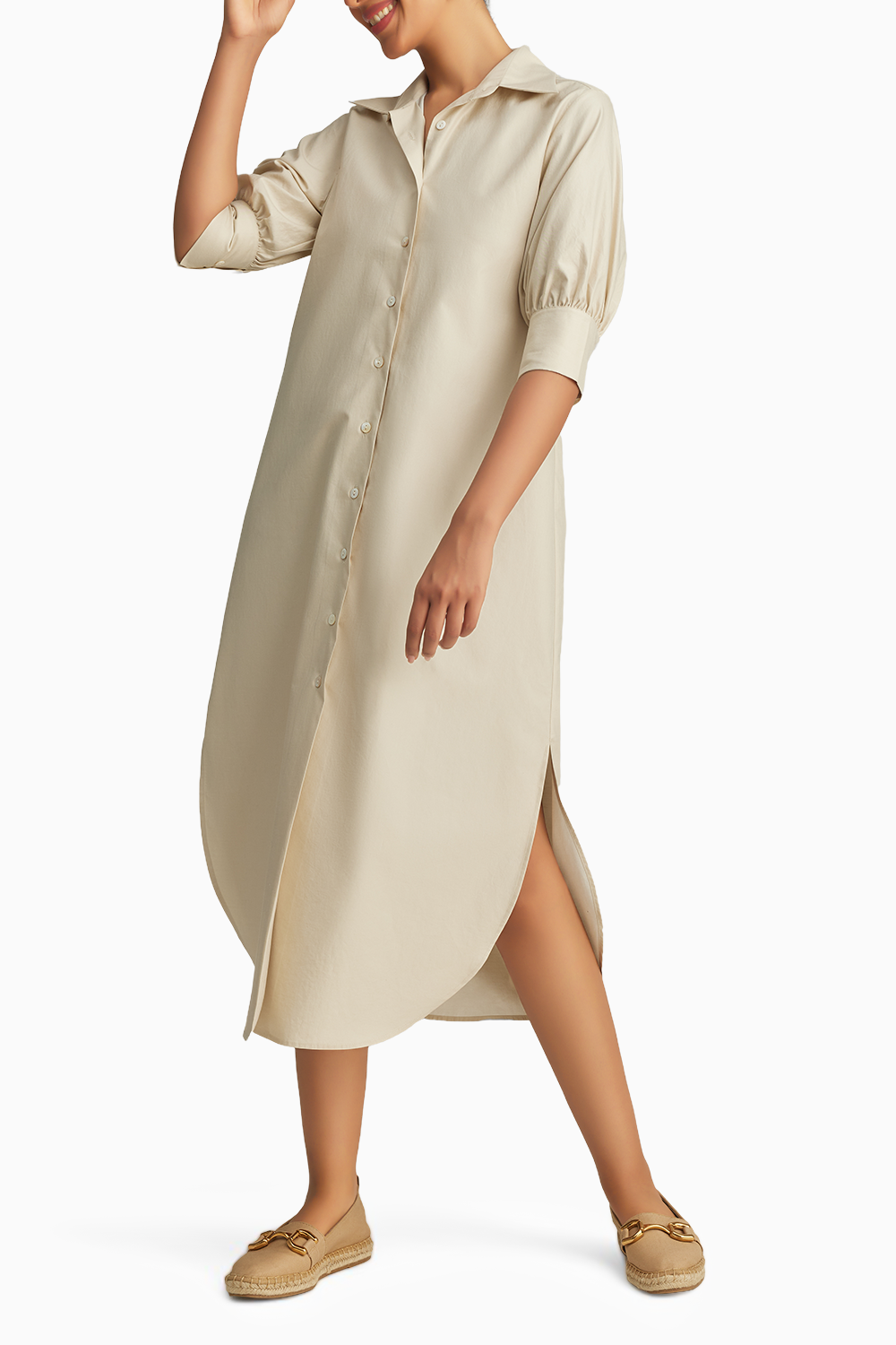 Fawn Egyptian Cotton Long Shirt Dress