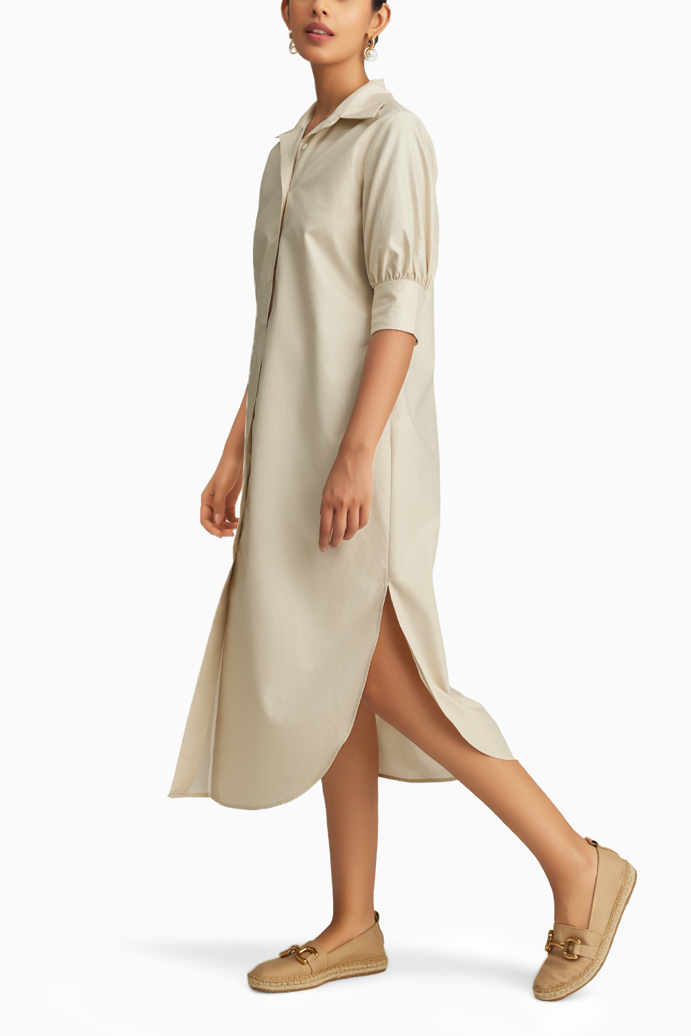 Fawn Egyptian Cotton Long Shirt Dress