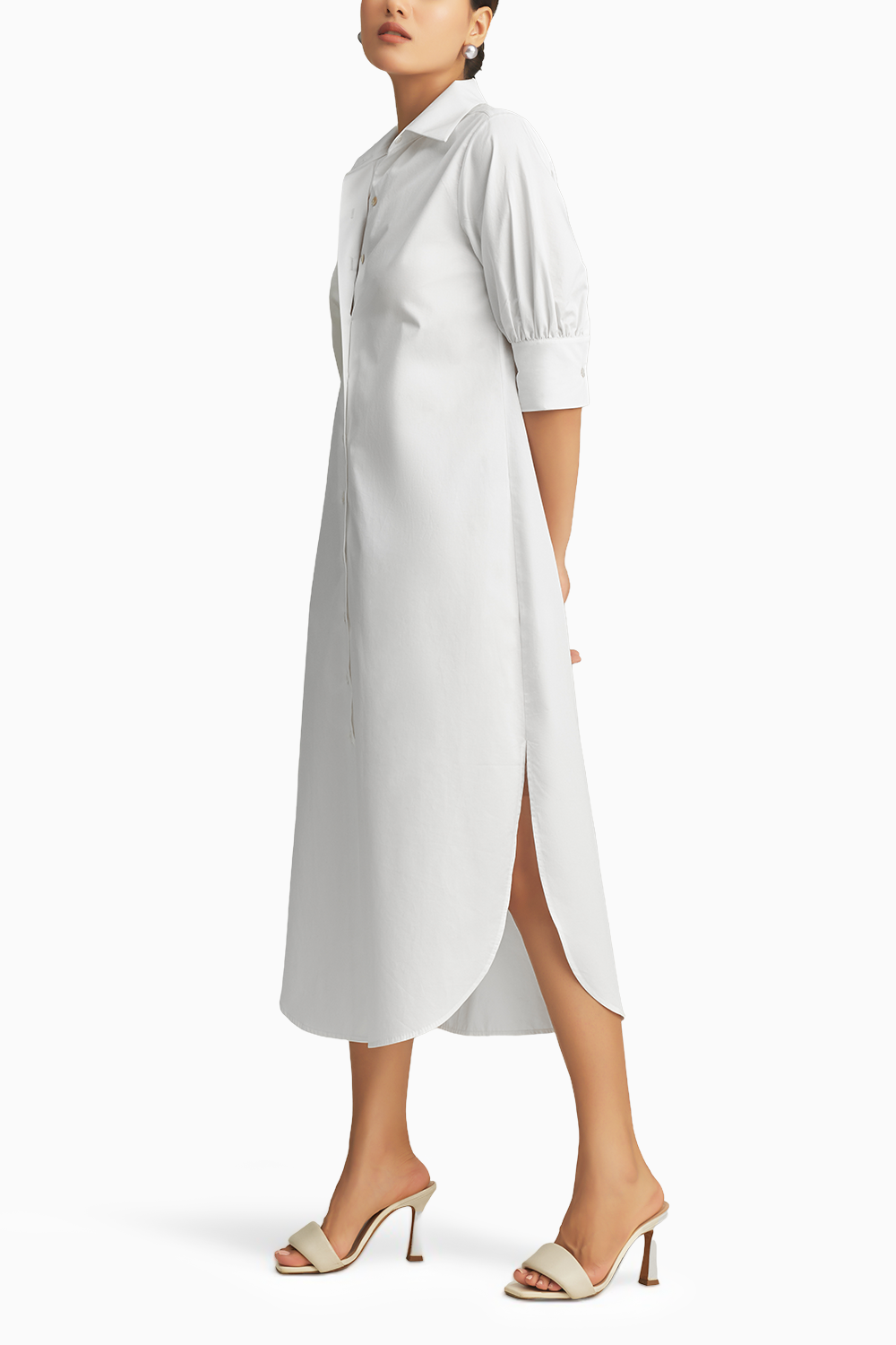 White Egyptian Cotton Long Shirt Dress