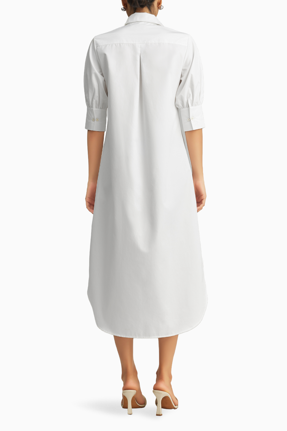 White Egyptian Cotton Long Shirt Dress