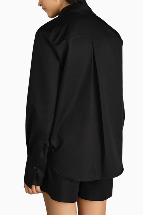 Black Egyptian Cotton Oversized Long-Sleeved Shirt