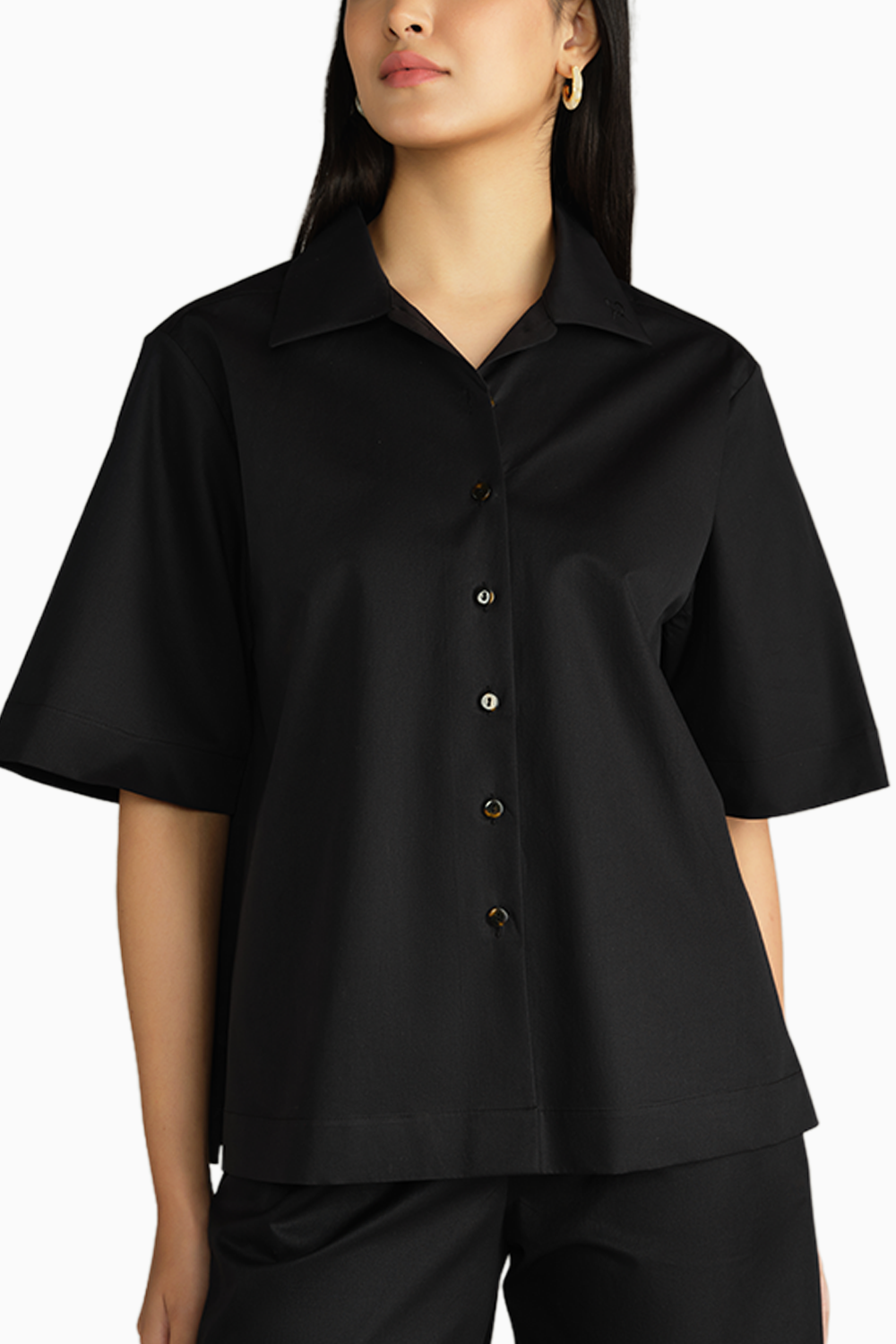 Black Egyptian Cotton Bowling Shirt