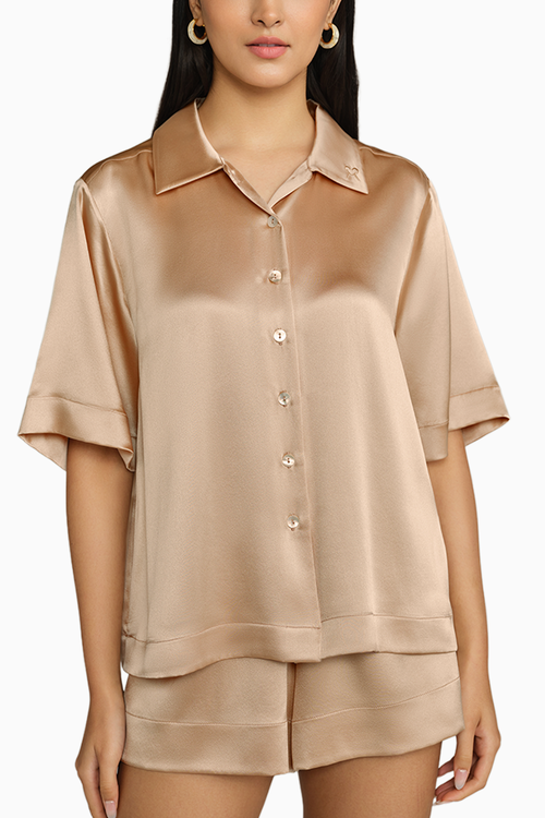 Champagne Silk Bowling Shirt