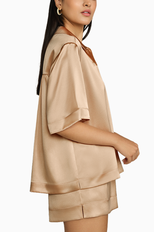 Champagne Silk Bowling Shirt
