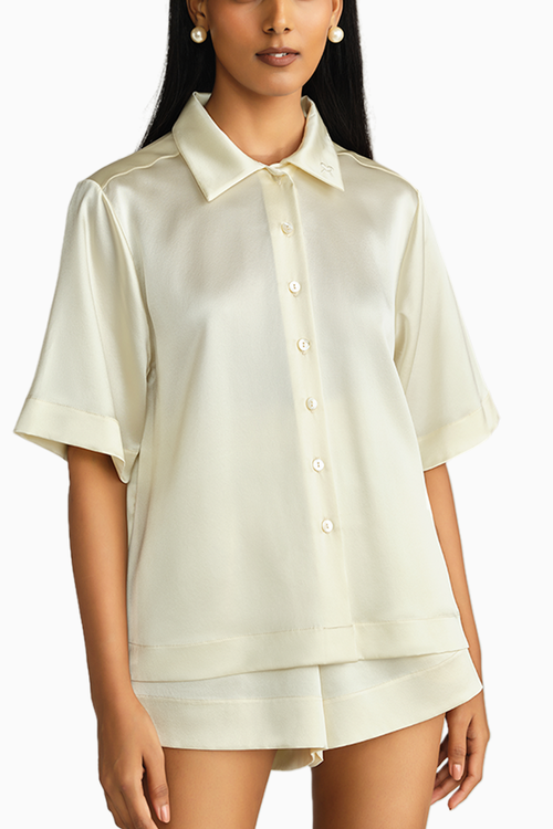 Cream Silk Bowling Shirt