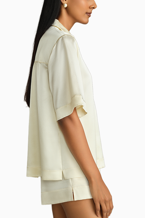 Cream Silk Bowling Shirt
