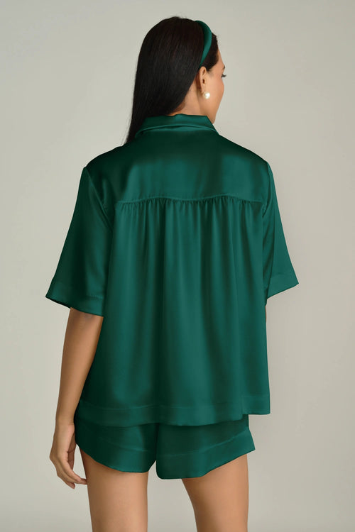Emerald Silk Bowling Shirt